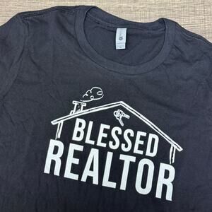 NWOT‎ Blessed Realtor Graphic T-Shirt Black Next Level Cotton Tee Women's M
